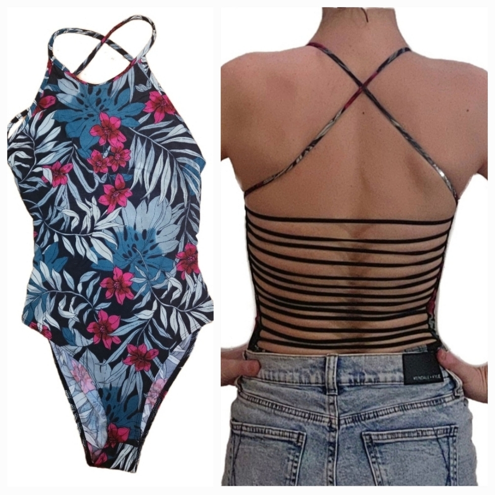 XS Charlotte Russe Floral Body Suit with Backless Sexy Straps